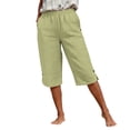 thumbnail image 5 of Long Shorts for Women Linen Capri Pants Womens Plus Size High Elastic Waisted Cropped Pants with Pockets Summer Capris for Women 2026, 5 of 6