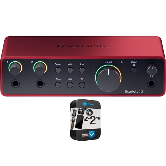 Focusrite Scarlett 2i2 4th Gen Audio Interface Bundle (AMS-SCARLETT-2I2-4G) with 2YR CPS Enhanced Protection Pack
