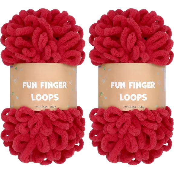 AUQ 2 Pack (7.6 yds, 3.5 oz Each Skein) Bulky Loop Yarn for Finger Knitting Soft, Off The Hook Loop Yarn, No-Needle Craft Chenille Yarn for Crocheting, Grey Tie Dye Hand-Knitting Yarn