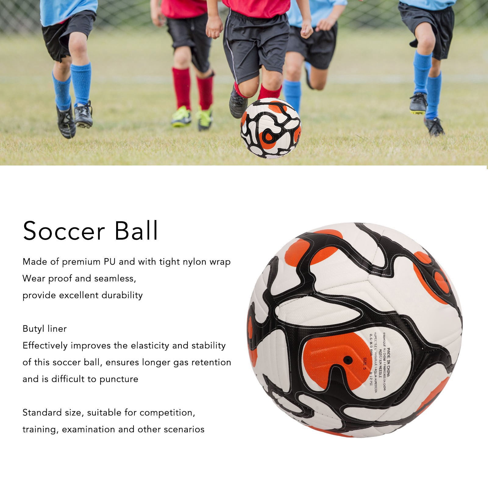 YAHHU Size 5 PU Soccer Ball for Indoor Outdoor Training and Matches - Soft Kick Deflated Practice Soccer Ball for Kids Teenagers Adults - Assorted Colors and Patterns (Size 5 / 27-28 inches)