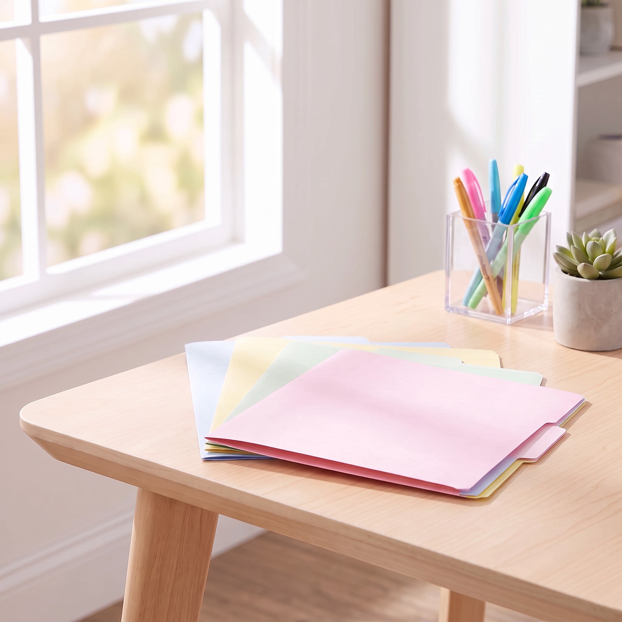 Pen+Gear Letter Size File Folders, Pastel Assorted Colors, 3-Tab, 25 Count