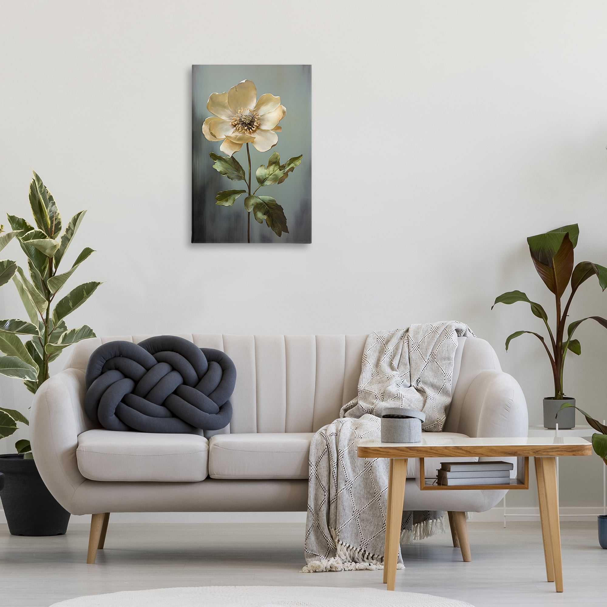 Stupell Industries White Floret Bloom Botanical & Floral Painting Gallery Wrapped Canvas Art Print Wall Art, 20 x 30