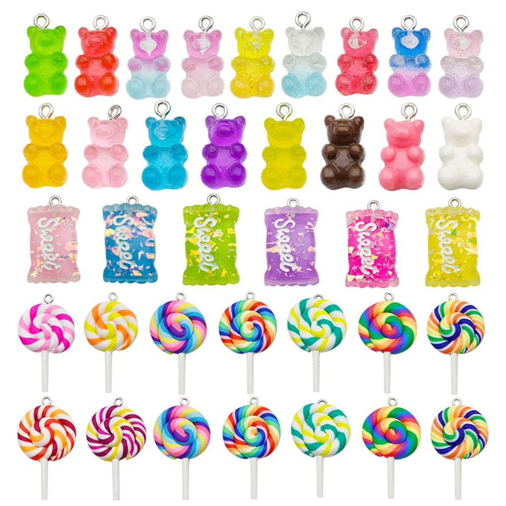 10PC Colorful Resin Lollipop Candy Pendant Charms for Bracelet Necklace Earrings