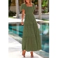 thumbnail image 6 of PRETTYGARDEN Summer Dresses for Women Eyelet Square Neck Puff Sleeve Smocked Wedding Guest Maxi Dress with Pockets, 6 of 8