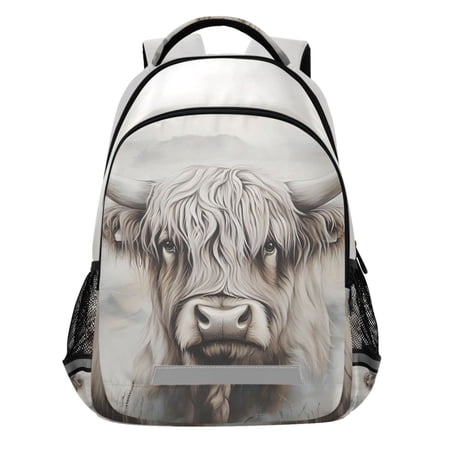 ALAZA Vintage Highland Cattle Pattern Backpack Elementary School Bags Student Bookbag Travel Rucksack