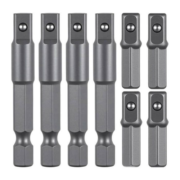 8 adaptadores de vástago hexagonal de 1/4" a cuadrado para herramientas eléctricas. Adaptadores de taladro resistentes de 1/4" para taladros