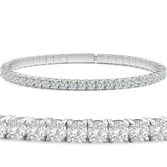 Pompeii 3.00-7 1/2Ct TW Flexible Diamond Bangle Tennis Bracelet Lab Grown 14k Gold