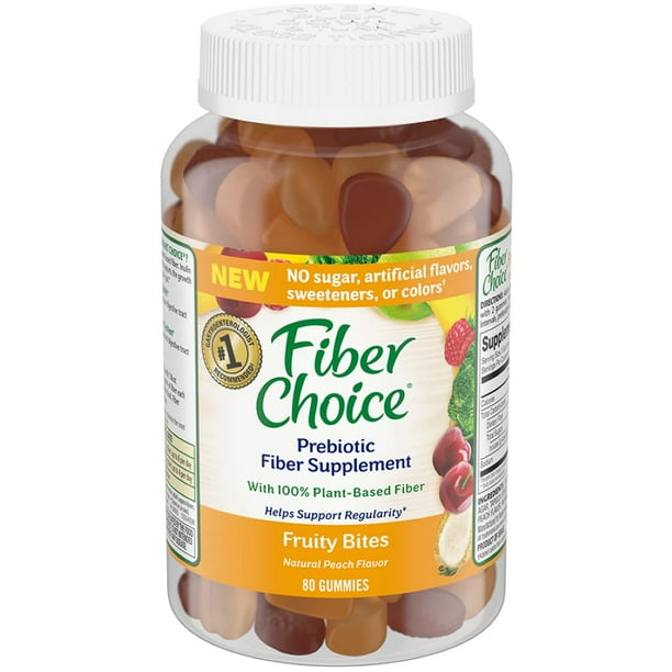 Fiber Choice Daily Prebiotic Fiber Supplement Gummies, Peach, 80 Count