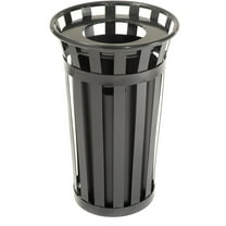 Global Industrial 24 Gallon Outdoor Metal Waste Receptacle, Black