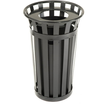 Global Industrial 24 Gallon Outdoor Metal Waste Receptacle, Black