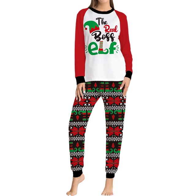 Disfraz Premium Conjunto de pijamas navideños para padres e hijos Conjunto a juego con estampado de moda (Red Women-L) Ygjytge Rojo T L para Unisex