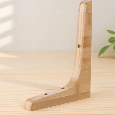 Toyandona Natural Bamboo Wall Mount Shelf Bracket Holder Polished Surface Khaki