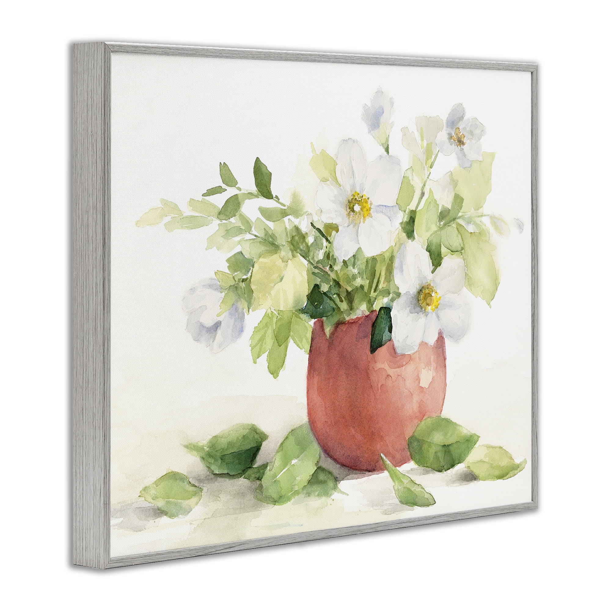 Stupell Industries White Anemones in Copper Vase Gray Framed Giclee Art, design by Lanie Loreth