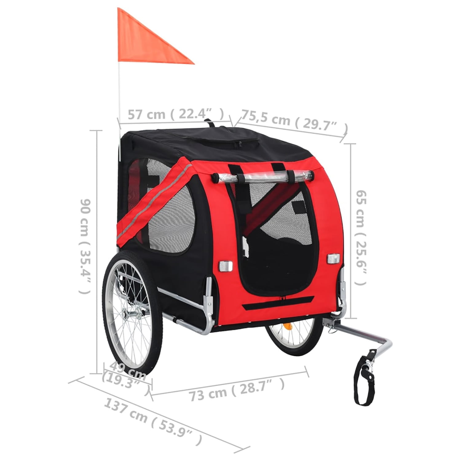 Pefilos 2 in 1 Dog Bike Trailer for Small and Medium Dogs, Pet Stroller Bicycle Carrier w/Hitch, Suspension, Visibility Flag and Reflectors, 55lb Weight Capacity, Red Pefilos 2 in 1 Dog Bike Trailer for Small and Medium Dogs, Pet Stroller Bicycle Carrier w/Hitch, Suspension, Visibility Flag and Reflectors, 55lb Weight Capacity, Red