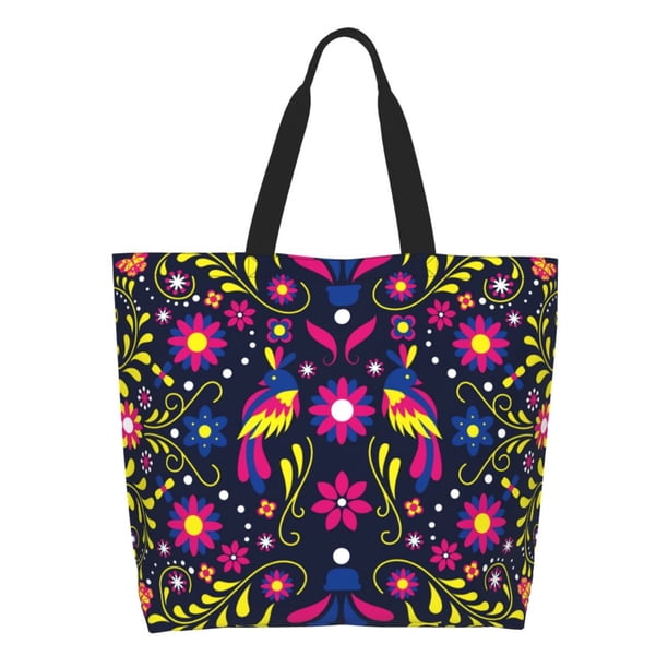 Balery Colorful Mexican Bolsa Tote Estilo Estético con Cremalleras, Bolsa de Hombro, Bolsa de Compras Grande y Plegable