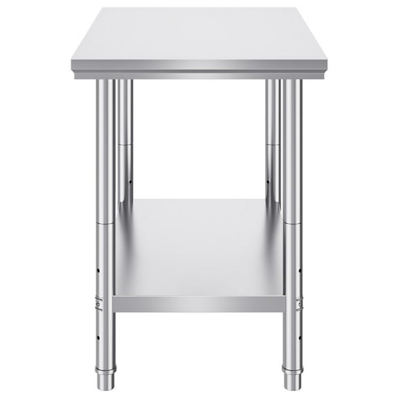 Stainless Steel Prep Table, 35 x 24 x 31 Inches, 700 lbs Capacity, Heavy Duty Worktable with 3 Height Levels, Commercial Kitchen Restaurant Garage Backyard Workstation