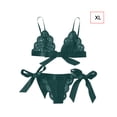 thumbnail image 1 of Conjunto de ropa interior de encaje floral encantador para mujer, regalo de lencería de bragas de malla, verde oscuro, XL Noticed XX000194-20, 1 of 7