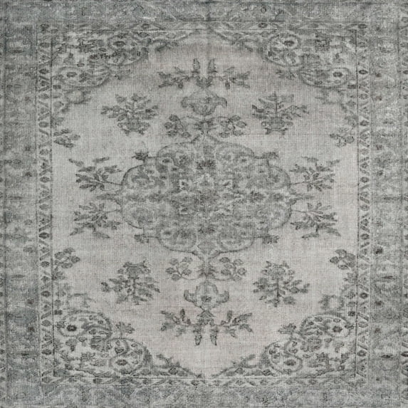 Ahgly Company Indoor Square Traditional Pale Silver Gray Persian Area Rugs, 6' Square