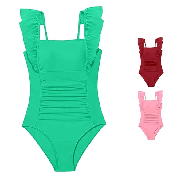 Shachafan Girls Piece Swimsuit With Ruffle And Pleated Design Comfortable Swimwear For Toddlers And Kids Kids Swim Suit with Shorts