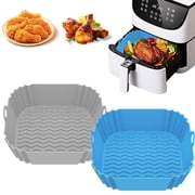 MesaSe 2Pcs Air Fryer Silicone Pot with Handle Reusable Air Fryer Liner Heat Resistant Air Fryer Silicone Basket Square Baking Pan Air Fryer Accessories Liners for Air Fryer Oven Microwav