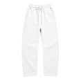 thumbnail image 2 of Inleife Women's High Waist Drawstring Wide Leg Sweatpants, Loose Fit Curved Cut Lounge Pants, Solid Color Casual Trousers with Pockets, 2 of 6
