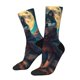 thumbnail image 1 of Balery Starry Sky Moon Wolf Leader Calcetas Largas con Estampado para Hombre y Mujer – Suaves y Transpirables, Talla Única (US 5-11), 1 of 6