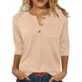 thumbnail image 2 of Dolkfu Women'S Tops, Tees & Blouses V-Neck Yellow Elbow-Length Tops Casual Stylish Solid Color T-Shirts Women'S T Shirts, 2 of 5