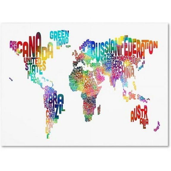 Trademark Art 'World Text Map' Canvas Art by Michael Tompsett
