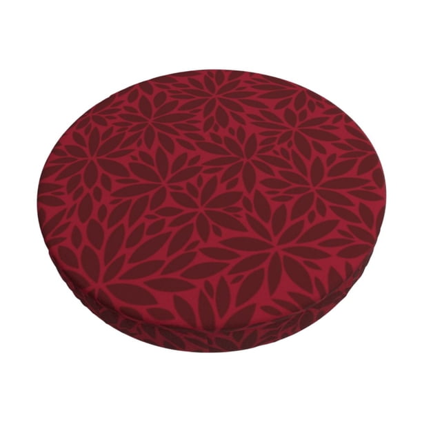 Balery Burgundy Floral Fundas de asiento para taburete de bar redondo de tela de terciopelo ajustables que protegen de arañazos y manchas para sillas de 14 a 17 pulgadas.-13 inch