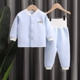 thumbnail image 4 of KYAIGUO 2Pcs Baby Infant Boys Girls Thermal Pajama Pj Set Newborn Clothes Outfit,High Waist Autumn Clothes Autumn Pants Unisex Toddler Fall Winte Cardigan Thermal Undercoat Cotton Underwear Set, 4 of 8