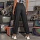 thumbnail image 4 of Pantalones Deportivos Casuales de Cintura Alta para Mujer, Pantalones Elásticos de Puntos. Gris Oscuro M, 4 of 10