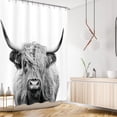thumbnail image 3 of Farmhouse Style Shower Curtain Sets Waterproof Polyester 72x72 Inch, Highland Cow & Barn Door Design , Country Bathroom Decor Includes 12 Hooks​, 3 of 4