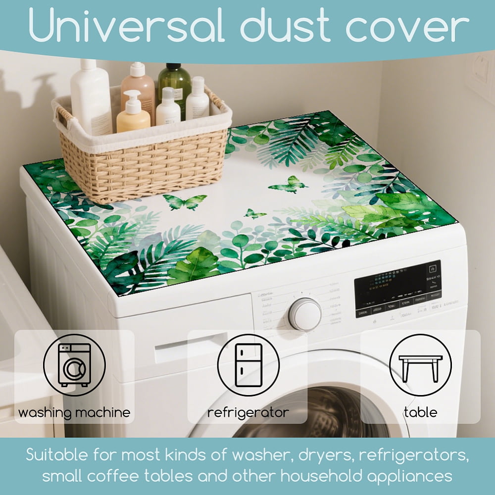 Leaves Washer Dryer Dust Cover 23.6×19.69inch Butterflies Washing Machine Top Protector Pads Non Slip Washing Machine Top Covers diy