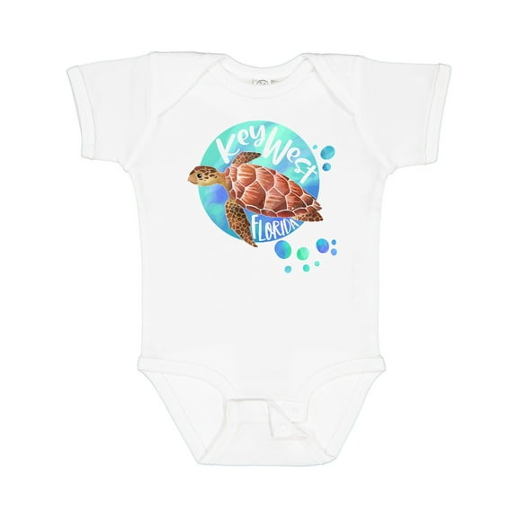Inktastic Key West, Florida Swimming Sea Turtle with Bubbles Boys or Girls Baby Bodysuit