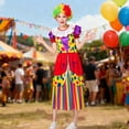thumbnail image 3 of Mardi Gras Outfit for Women Funny Clown Carnival Party Performance Clothes Elegant Clown Outfits Set #05 Red & Size XXXXXL, 3 of 3