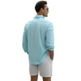 thumbnail image 3 of Men's Cotton Linen Sets 2 Piece Long Sleeve beach outfits Button Down Shirts and Shorts, 3 of 5