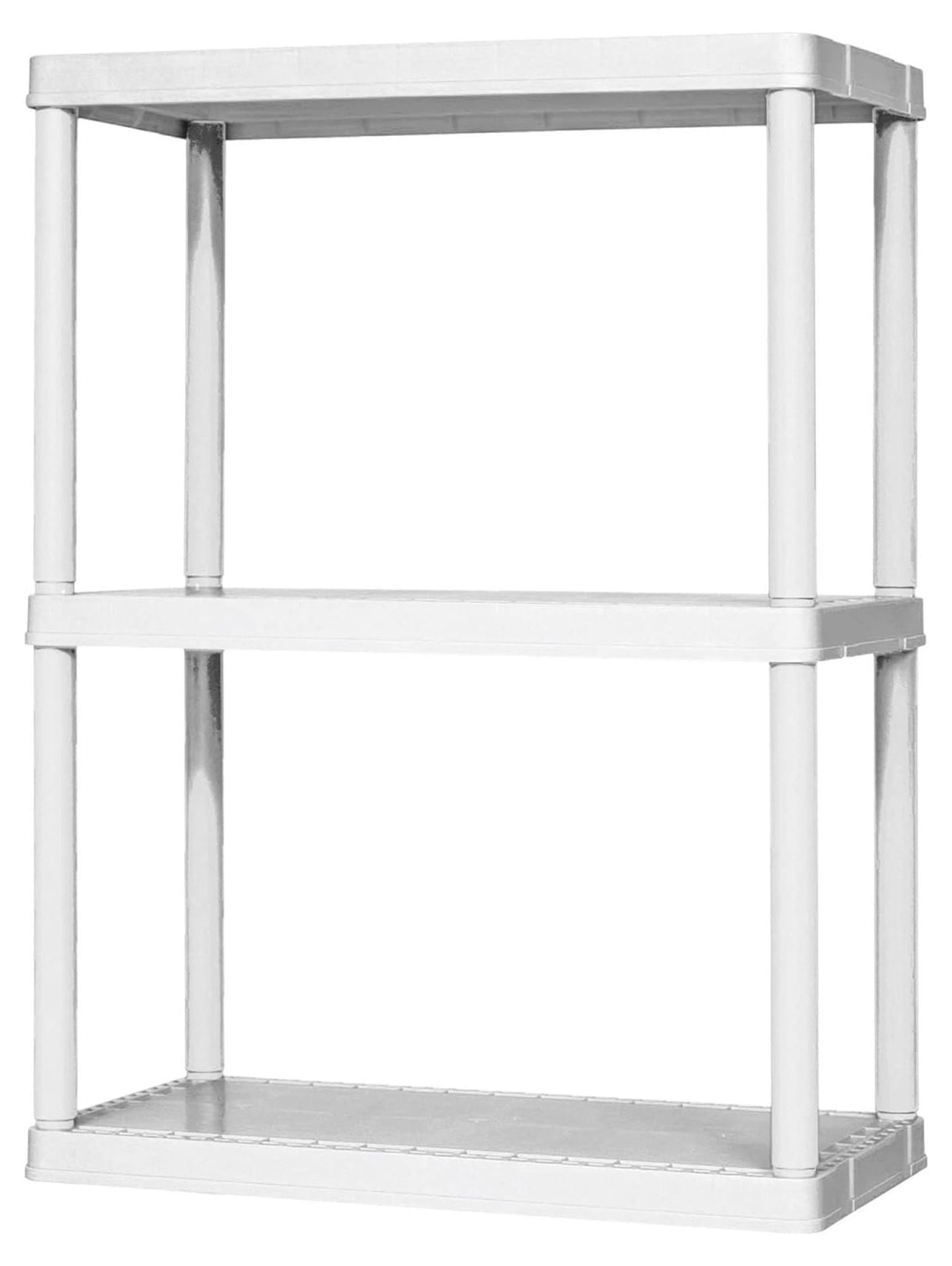 HeSLehs 3 Shelf Knect-A-Shelf Ventilated Light Duty Storage Unit Organizer System for Home, Garage, Basement, and Laundry, White