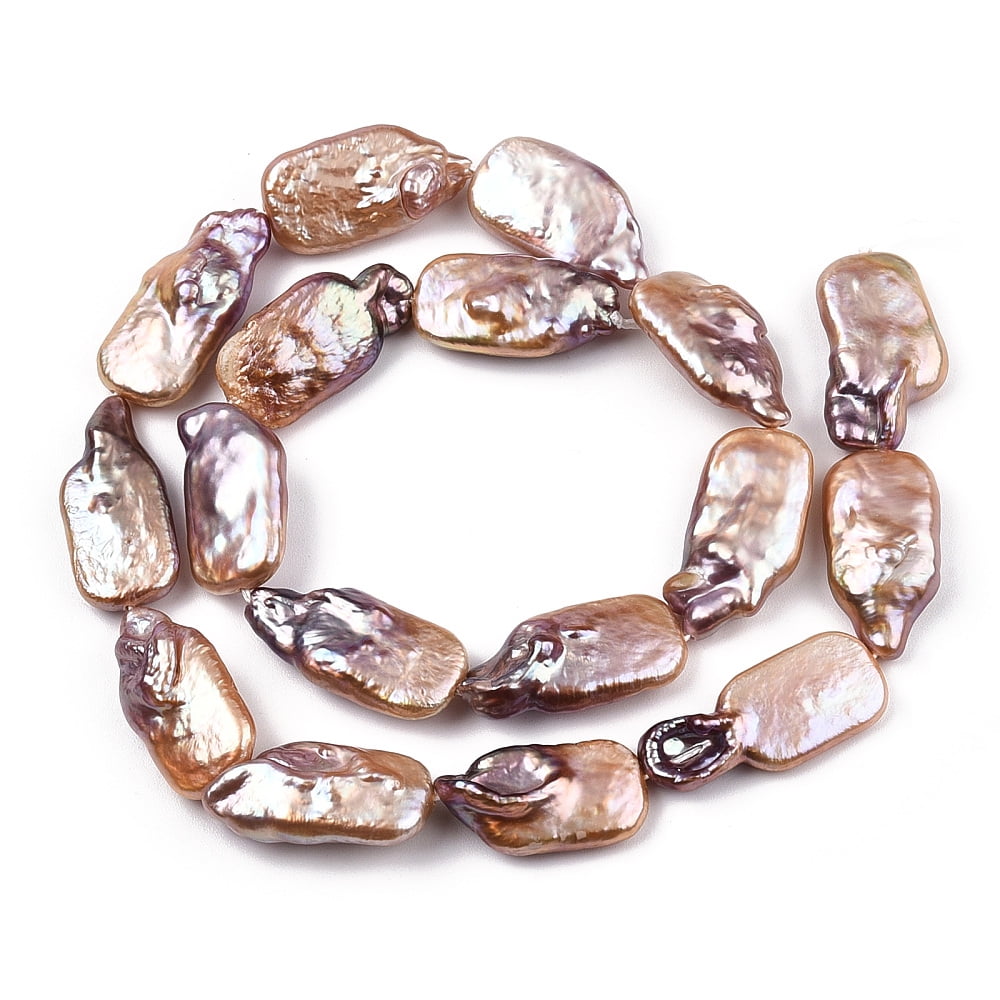 1 Strand Natural Keshi Pearl Beads Strands Baroque Pearls Light Salmon 18.5~28x10.5~13.5x4.5~8.5mm Hole: 0.6mm about 16~20 pcs/strand