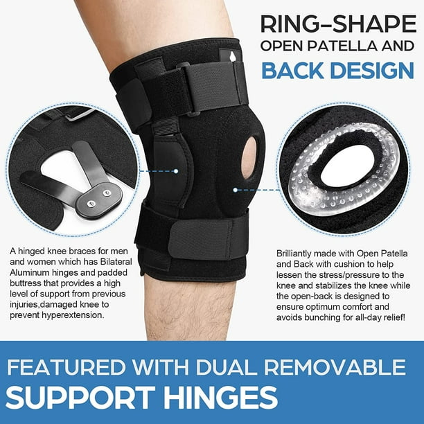 NEENCA hinged knee brace, adjustable compression knee brace for