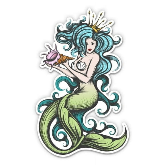 Mermaid - 3" Vinyl Sticker - For Car Laptop Water Bottle Phone - Waterproof Decal