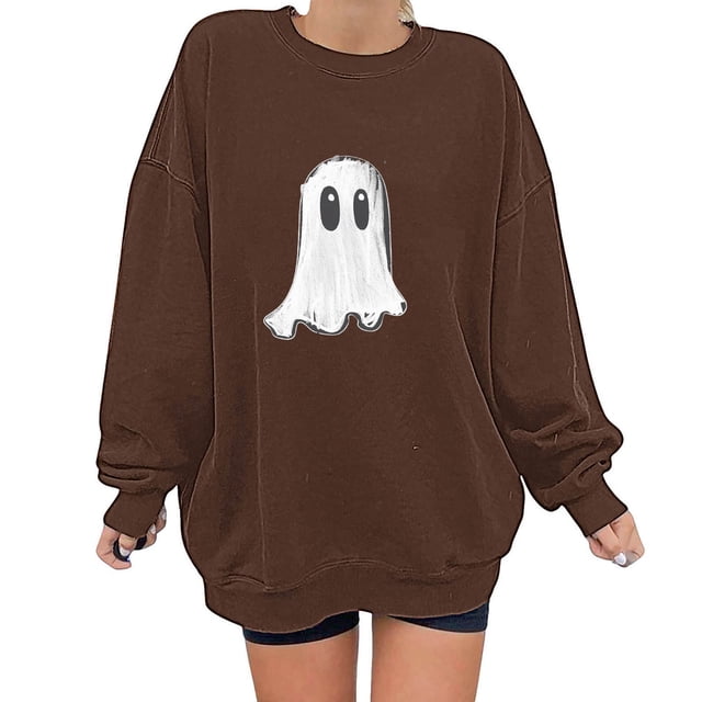 Jsaierl Sweatshirts pour Femmes Hauts Graphiques Tendance Imprimé Mignon Drôle Pulls Décontractés Col Rond Automne Manches Longues Sweatshirt