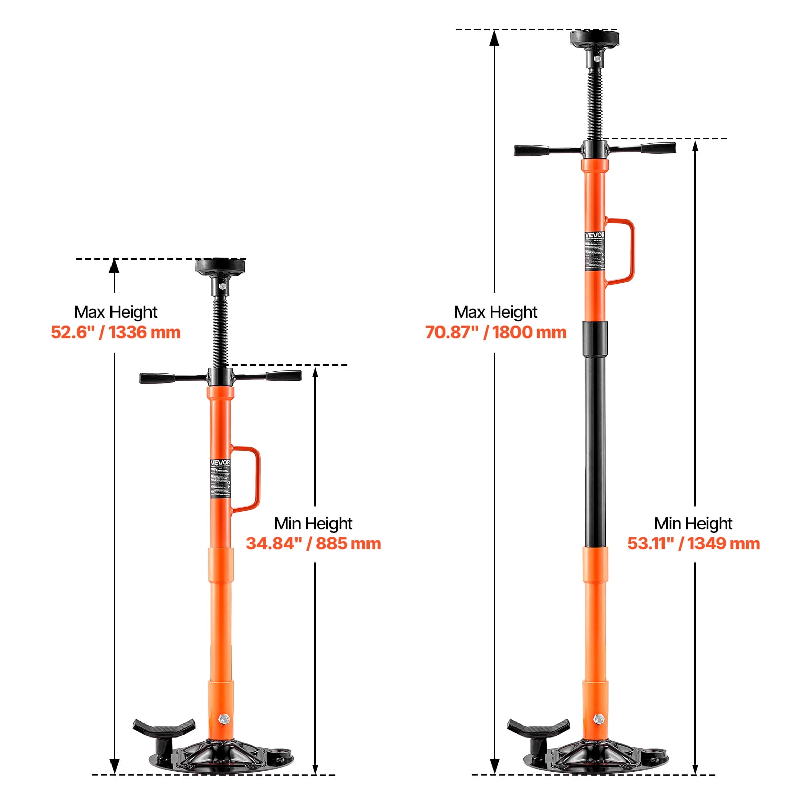 VEVOR Underhoist Support Stand, 1 Ton (2204 lbs) Capacity Under Hoist Jack Stand with Handle, Adjustable Height, Bearing Mounted Spin Handle, Self-Locking Threaded Screw, Support Vehicle Components