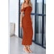 thumbnail image 4 of Vestido PRETTYGARDEN para mujer 2025, verano, hombros descubiertos, rojo óxido, 4 of 9