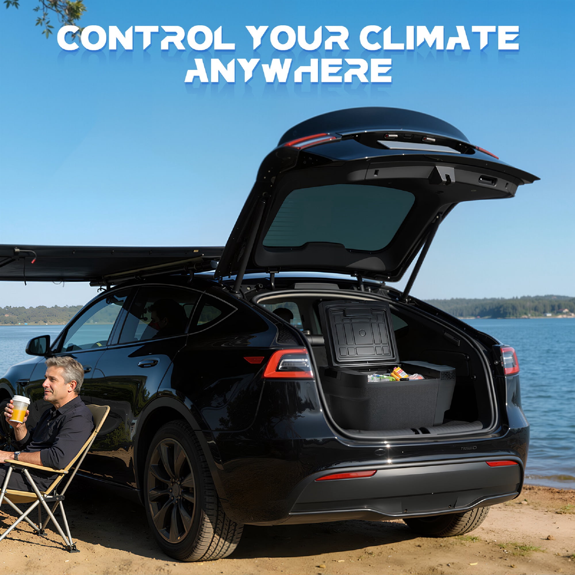 Compatible with Tesla Model Y Car Refrigerator & Portable Freezer, 35L Built-in Fridge for Tesla with App Control, -4°F~68°F Cooling