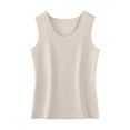 thumbnail image 2 of Sleeveless Fleece Thermal Top for Women - Cold Weather Warm Undershirt, Practical Base Layer & Thermal Underwear Tank Beige XXL, 2 of 9