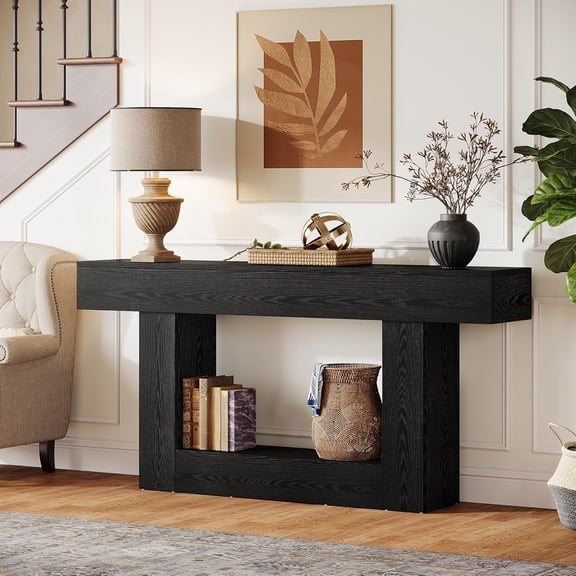 Tribesigns 2-Tier Entryway Table, 63" Long Console Table with Storage, Farmhouse Behind Couch Table
