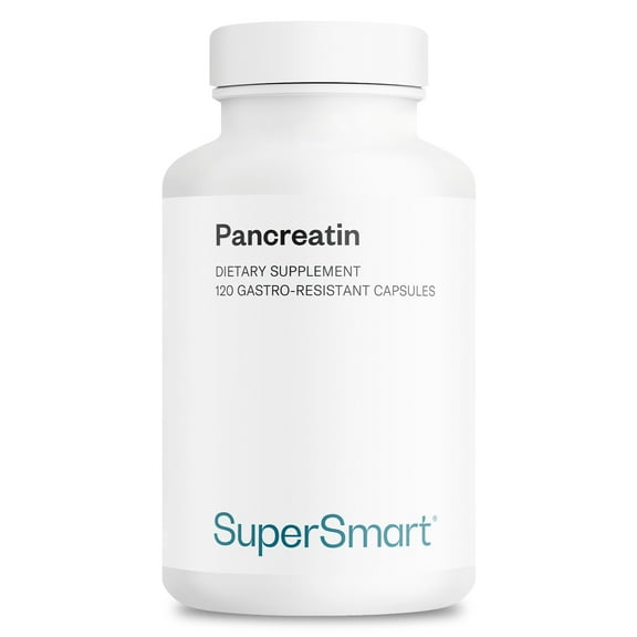 SuperSmart Pancreatin 10X (Extra Strength) - Pancreatin Digestive Enzymes Supplement - Protease, Lipase, Amylase with Trypsin | Non-GMO & Gluten Free - 120 DR Capsules