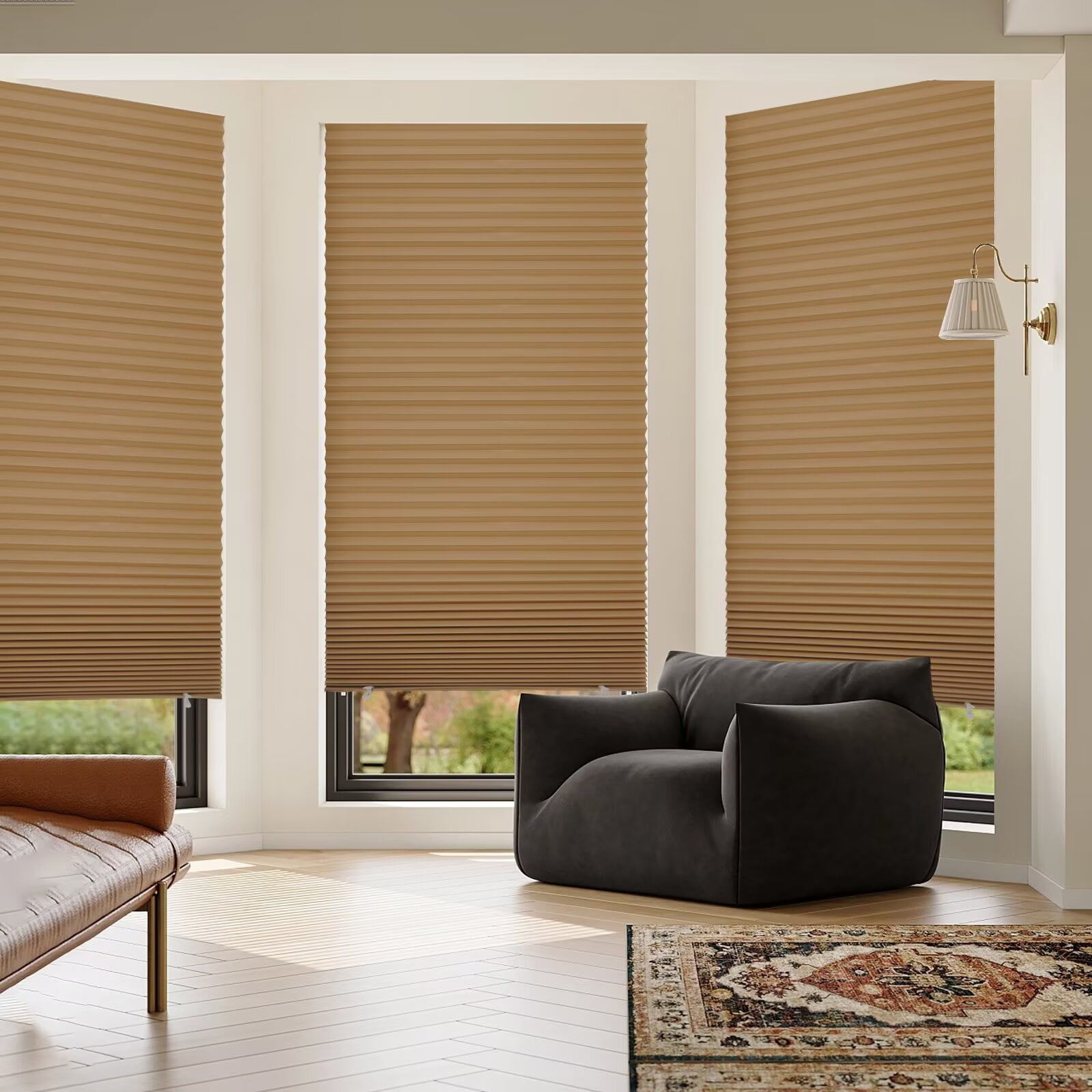 MYshade 12 Pack No Tools Temporary Blackout/Light Filtering Paper Shades for Windows(Brown, 36" W x 72" H)