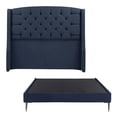 thumbnail image 1 of Cabecera Matrimonial Sitka Azul Marino + Box Base Cama Slim, 1 of 10