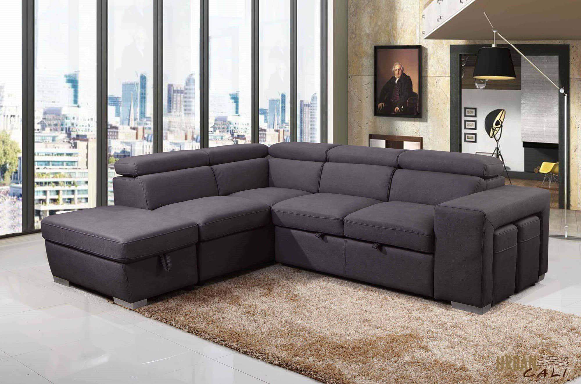 Urban Cali Pasadena Large Sleeper Sectional Sofa Bed with